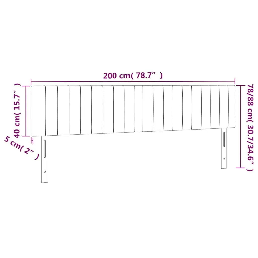 Headboard Dark Grey 200x5x78 cm Fabric Adjustable Height Bedroom Furniture