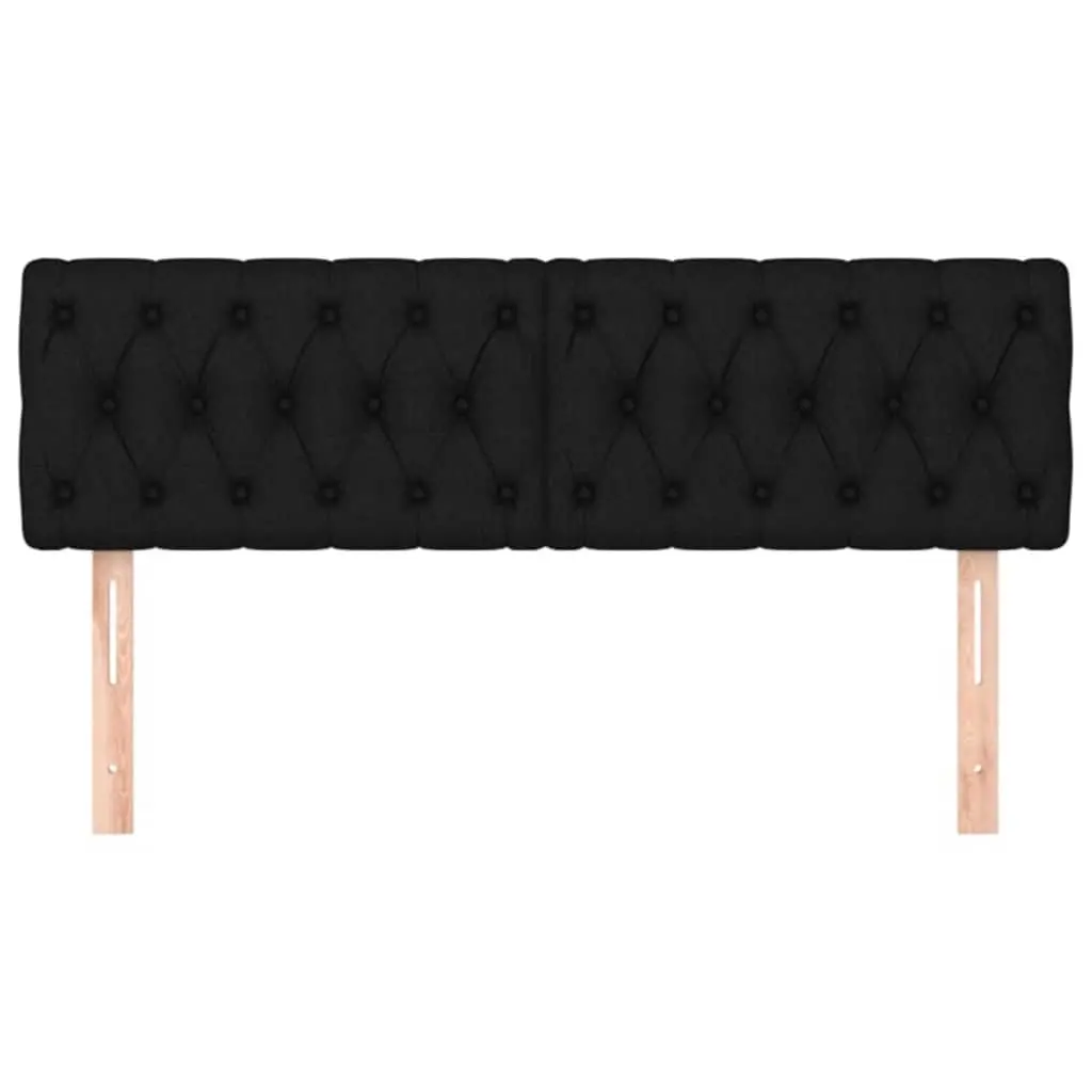 Adjustable Height Headboard Black Fabric Bedroom Bed Back Support Wooden Legs