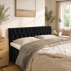 Confident Choice: Black Velvet Headboard with Height Adjust