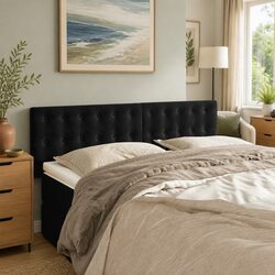 Black Velvet Headboard Adjustable Height Wooden Legs Bedroom Furniture