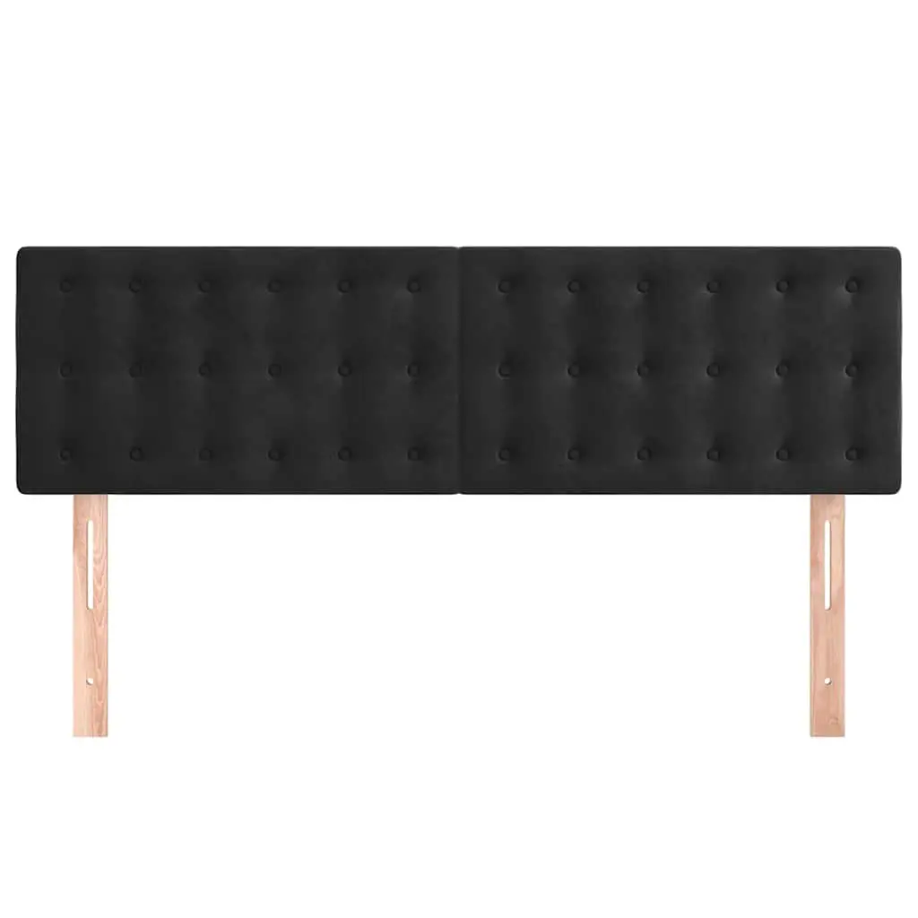 Headboard Black Velvet Adjustable Height Wooden Legs