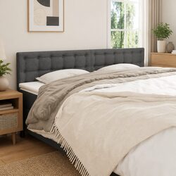 Headboard Dark Grey 160x5x78/88 cm Fabric Bedroom Bed Head Support Back Rest