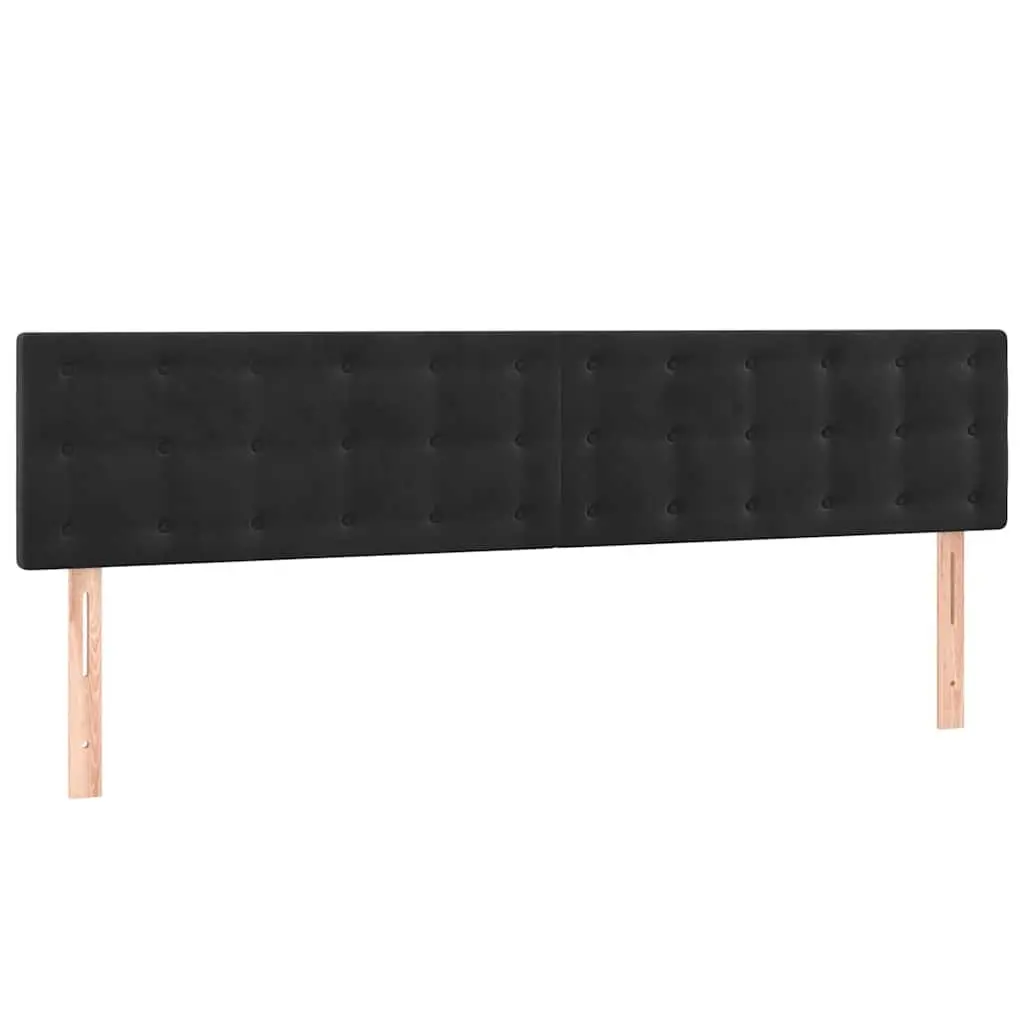 Velvet Headboard Black 200cm Adjustable Height Bedroom Bed Surround with Wooden