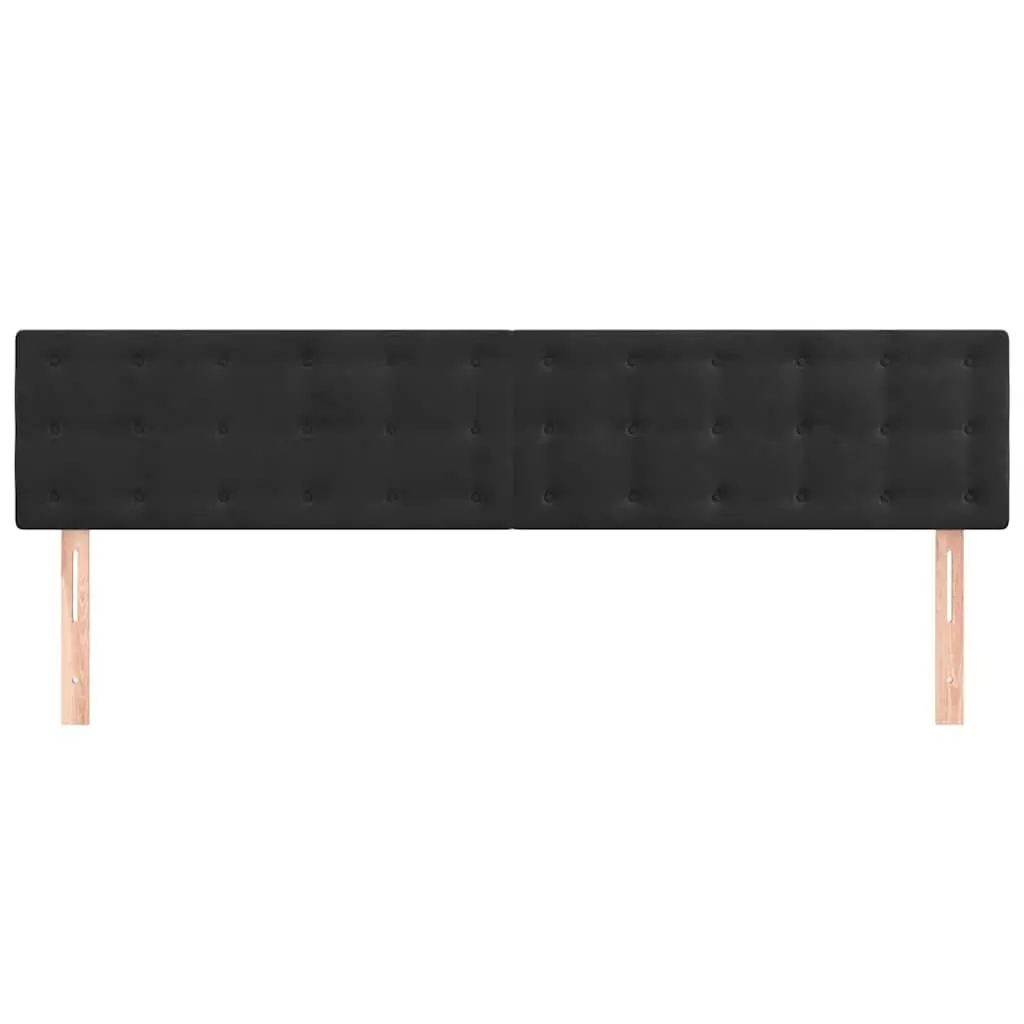 Velvet Headboard Black 200cm Adjustable Height Bedroom Bed Surround with Wooden