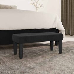 Concise Black Velvet Bench with Plush Foam Padding