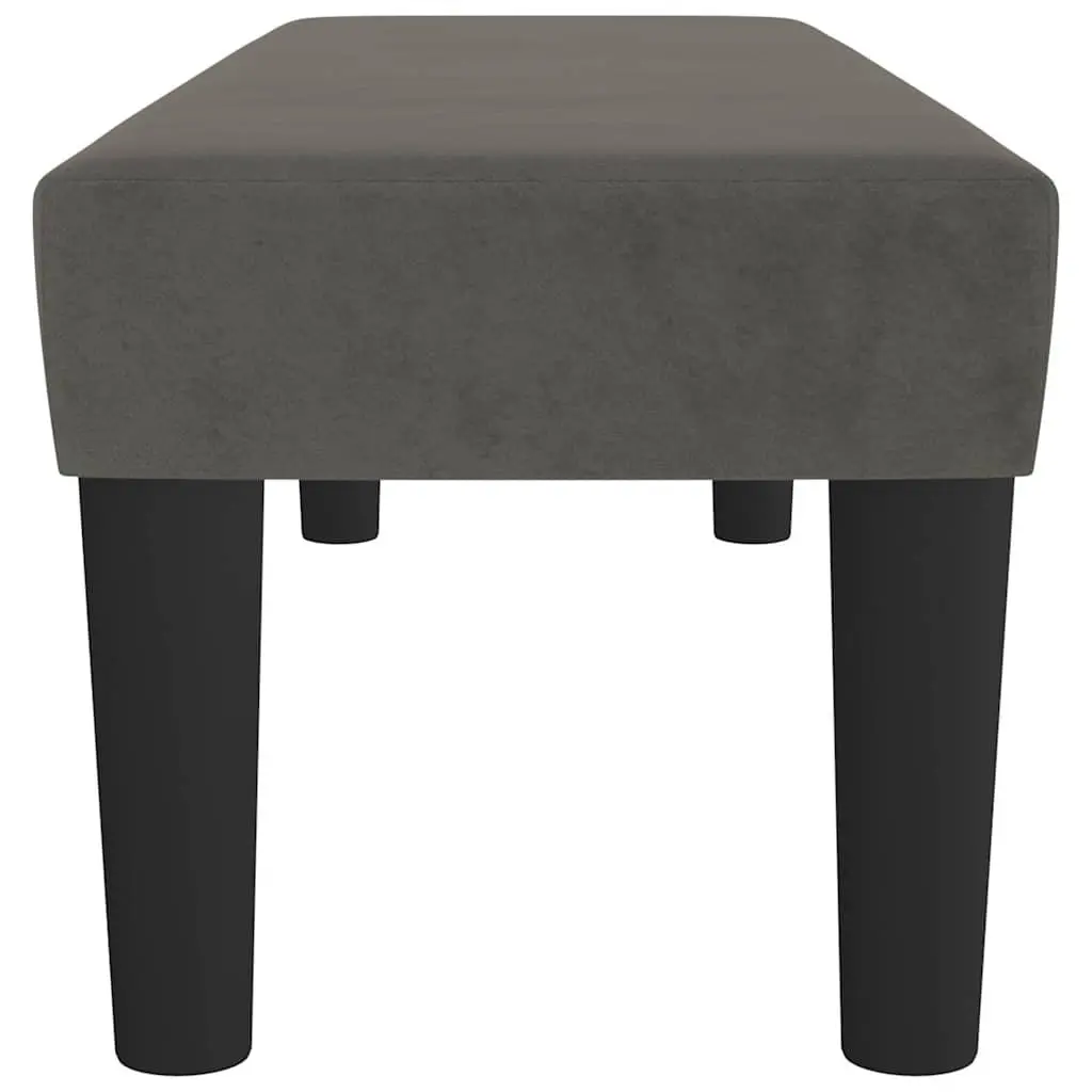 Bench Dark Grey Padded Seat Velvet Upholstered Furniture for Living Room Bedroom