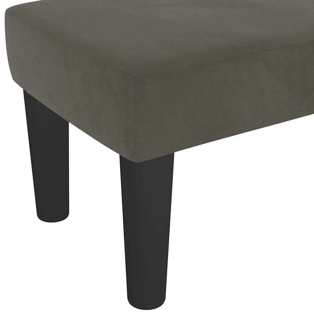 Bench Dark Grey Padded Seat Velvet Upholstered Furniture for Living Room Bedroom