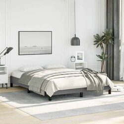 Double Bed Frame Grey Fabric 137x187 cm Upholstered Bedroom Furniture Sleeper