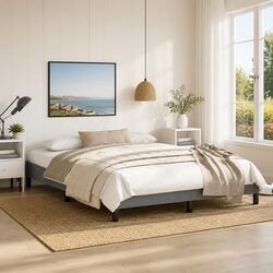 Compact Grey Queen Bed Frame 152x203 cm, Effortlessly Strong