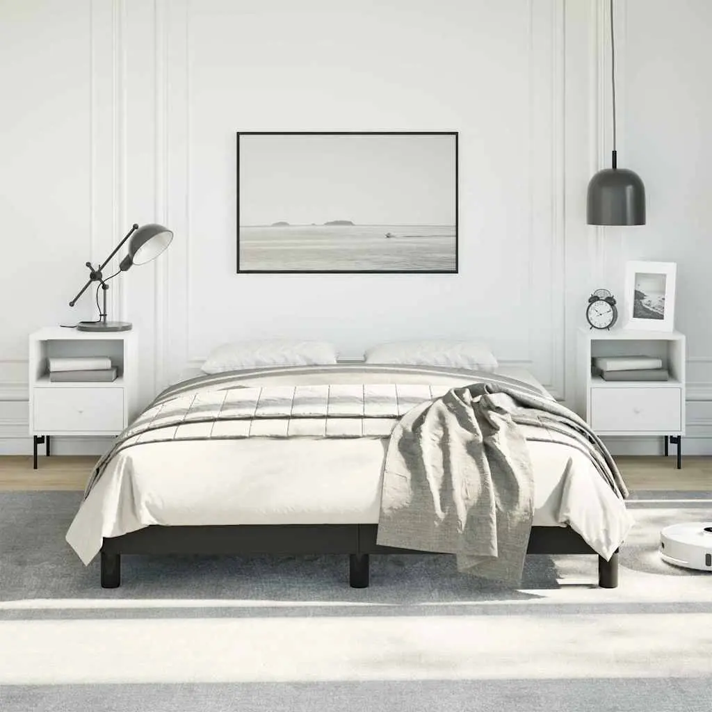 Double Bed Frame Black 137x187 cm Faux Leather Platform
