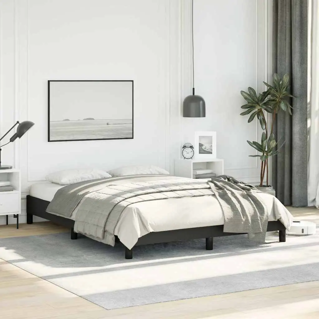 Double Bed Frame Black 137x187 cm Faux Leather Platform