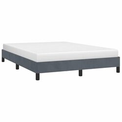 Double Bed Frame Grey Velvet 137x187cm Bedroom Furniture with Plywood Slats