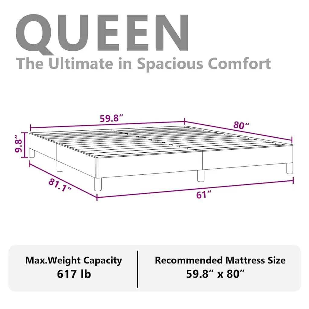 Queen Bed Frame Grey 152x203cm Velvet Upholstered Slatted Base