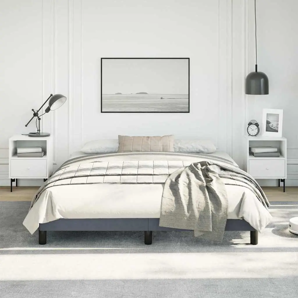 Queen Bed Frame Grey 152x203cm Velvet Upholstered Slatted Base