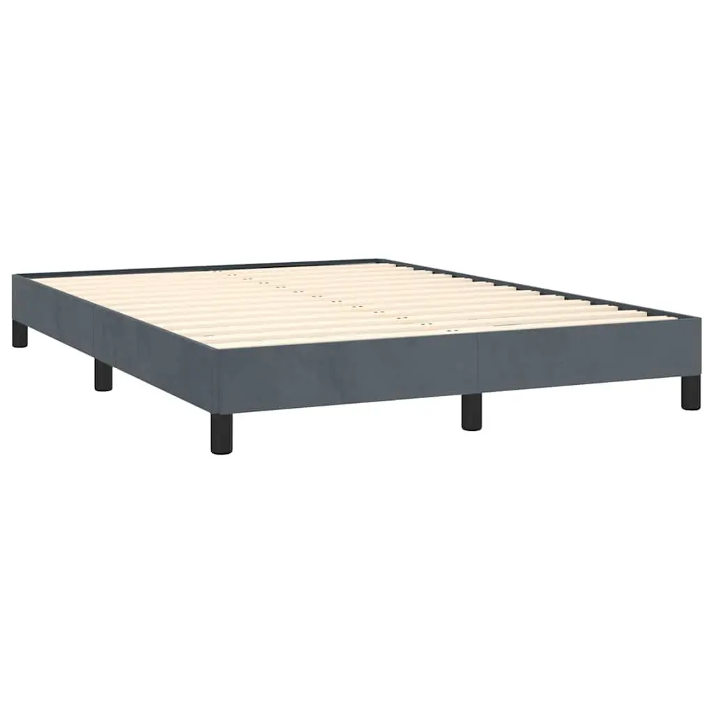 Queen Bed Frame Grey 152x203cm Velvet Upholstered Slatted Base