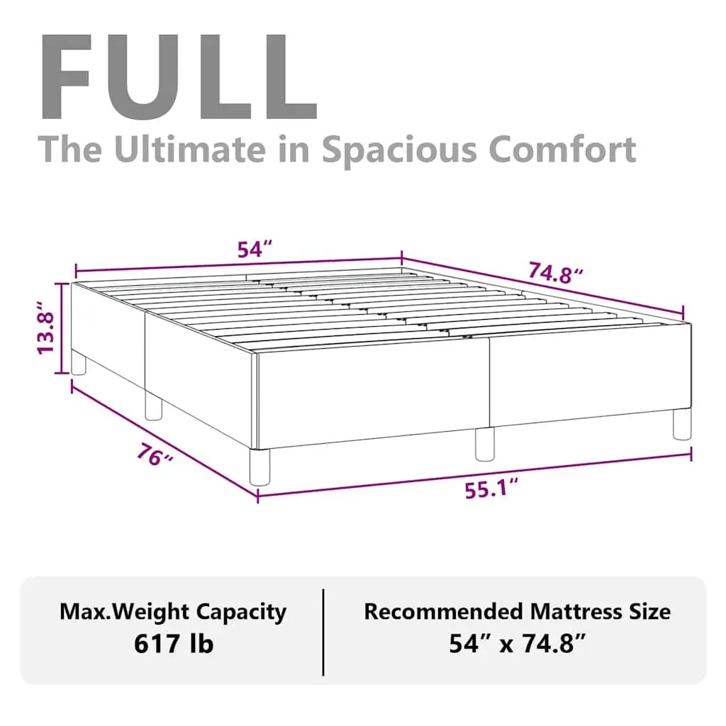 Double Bed Frame Grey 137x187cm Sturdy Plywood Slats