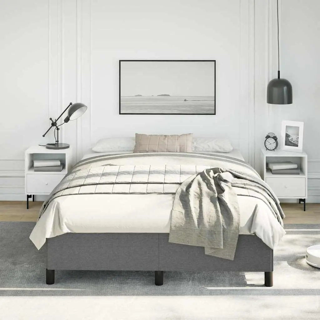 Double Bed Frame Grey 137x187cm Sturdy Plywood Slats