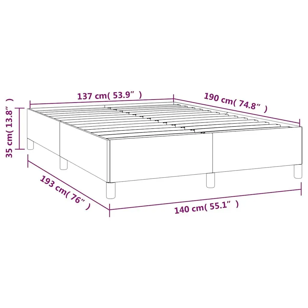 Double Bed Frame Grey 137x187cm Sturdy Plywood Slats