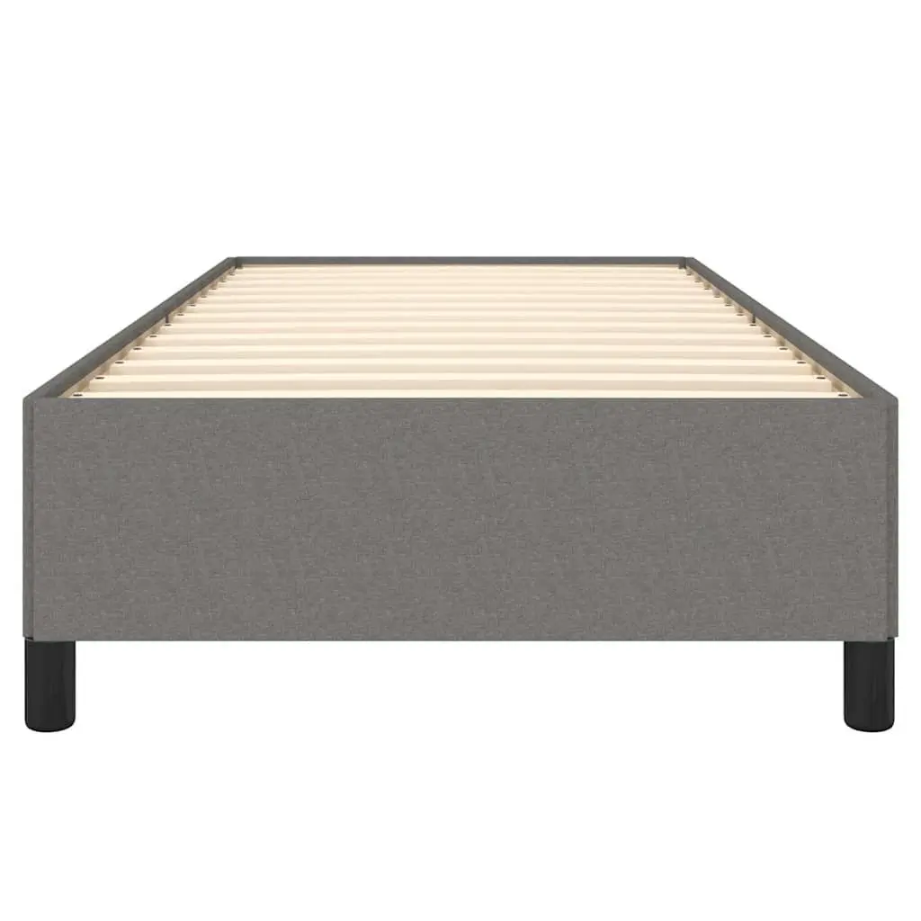 King Single Bed Frame Grey Upholstered Fabric Plywood Slats Sturdy Support