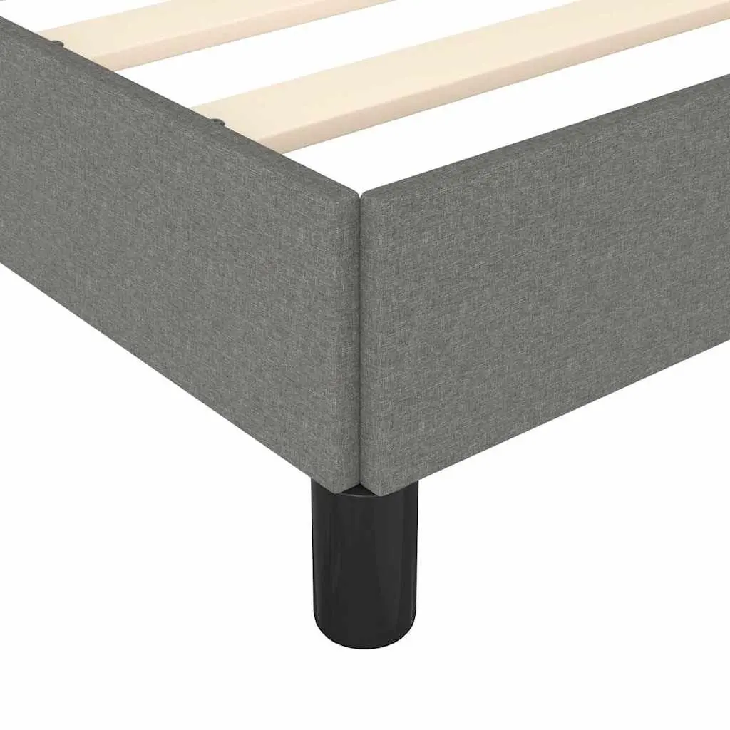 King Single Bed Frame Grey Upholstered Fabric Plywood Slats Sturdy Support