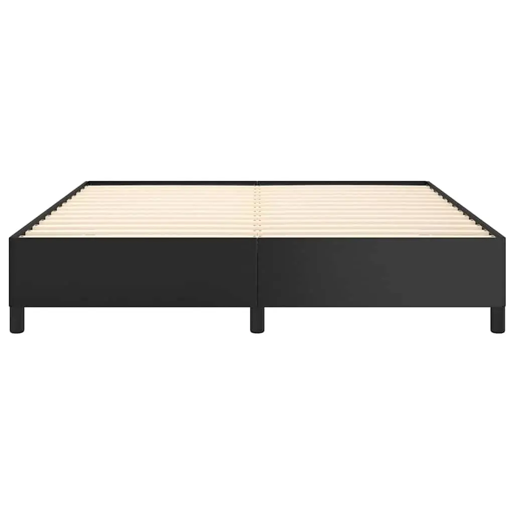 Queen Bed Frame Black Faux Leather Upholstered Platform 152x203 cm Sturdy Supportive Legs