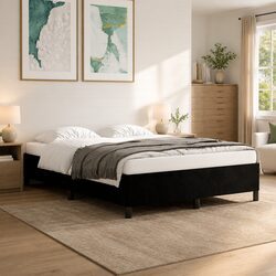 Chic Black Velvet Queen Bed Frame for Modern Bedrooms
