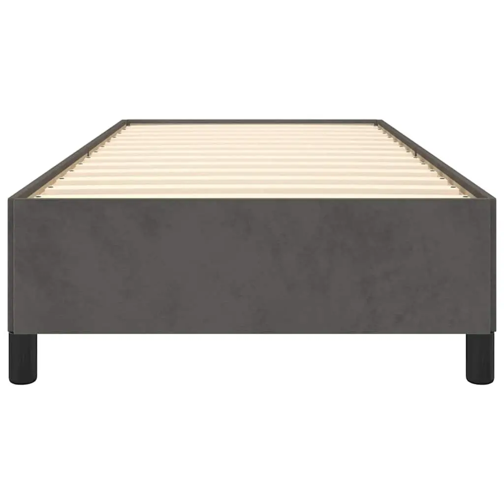 King Single Bed Frame Grey Velvet Upholstered Support Legs Plywood Slats