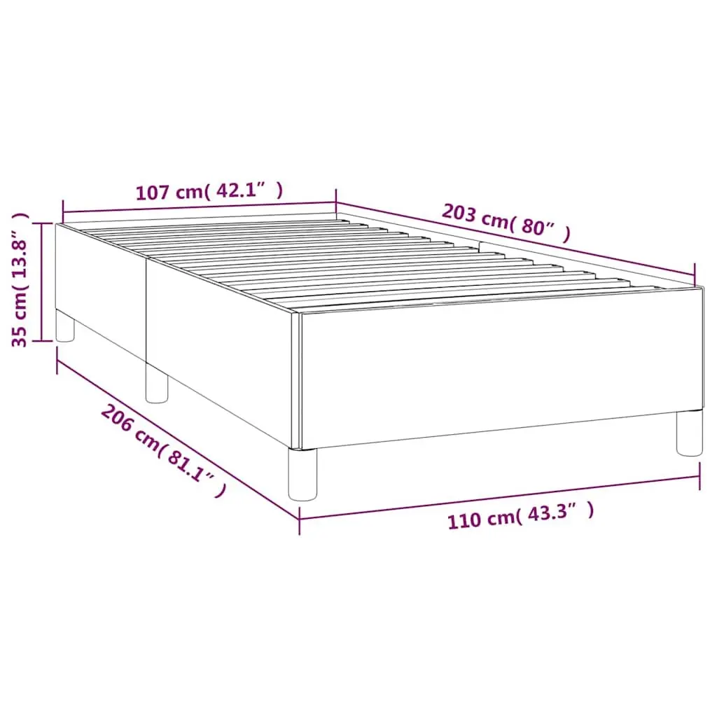King Single Bed Frame Grey Velvet Upholstered Support Legs Plywood Slats