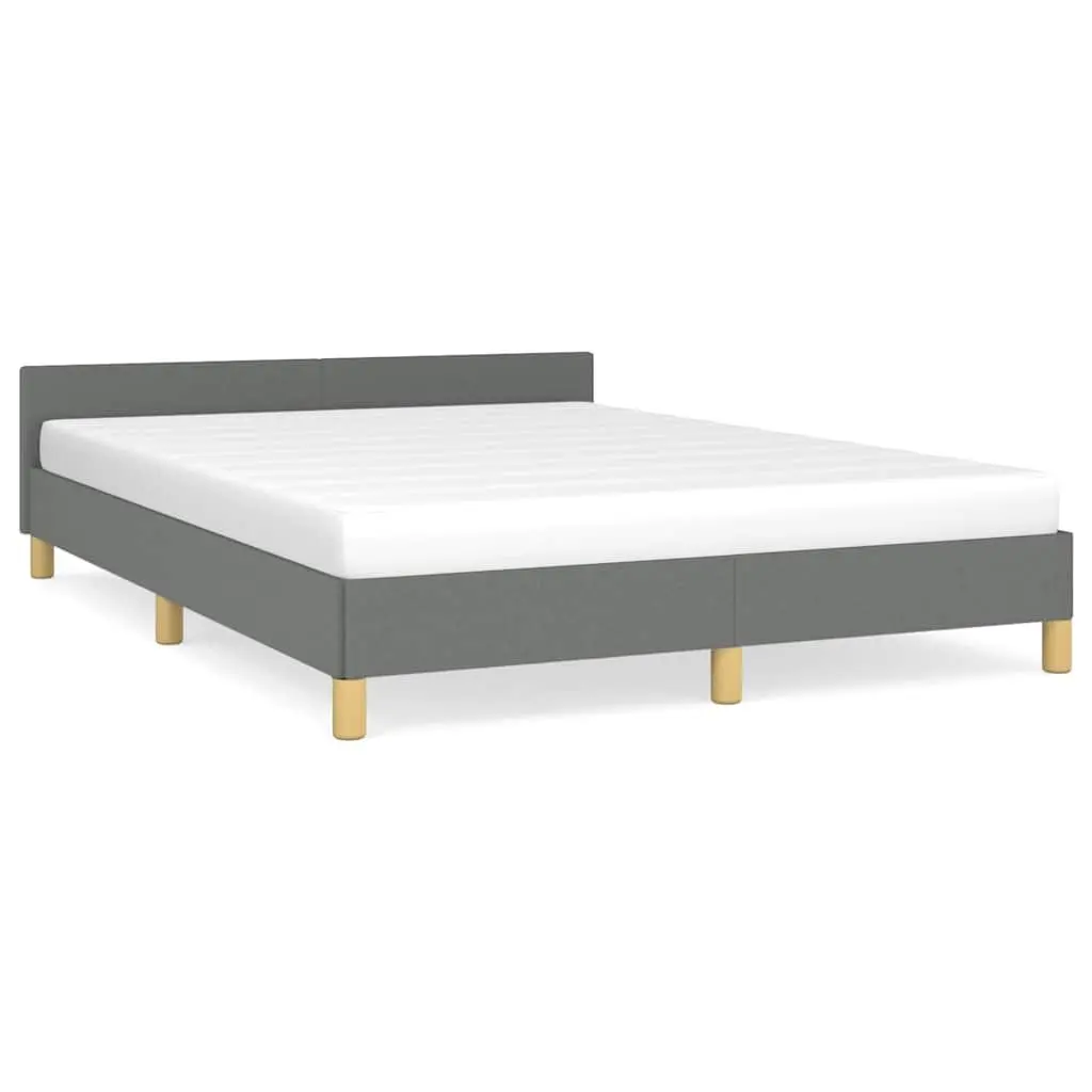 Double Bed Frame Grey Fabric Double Headboard Plywood Slats