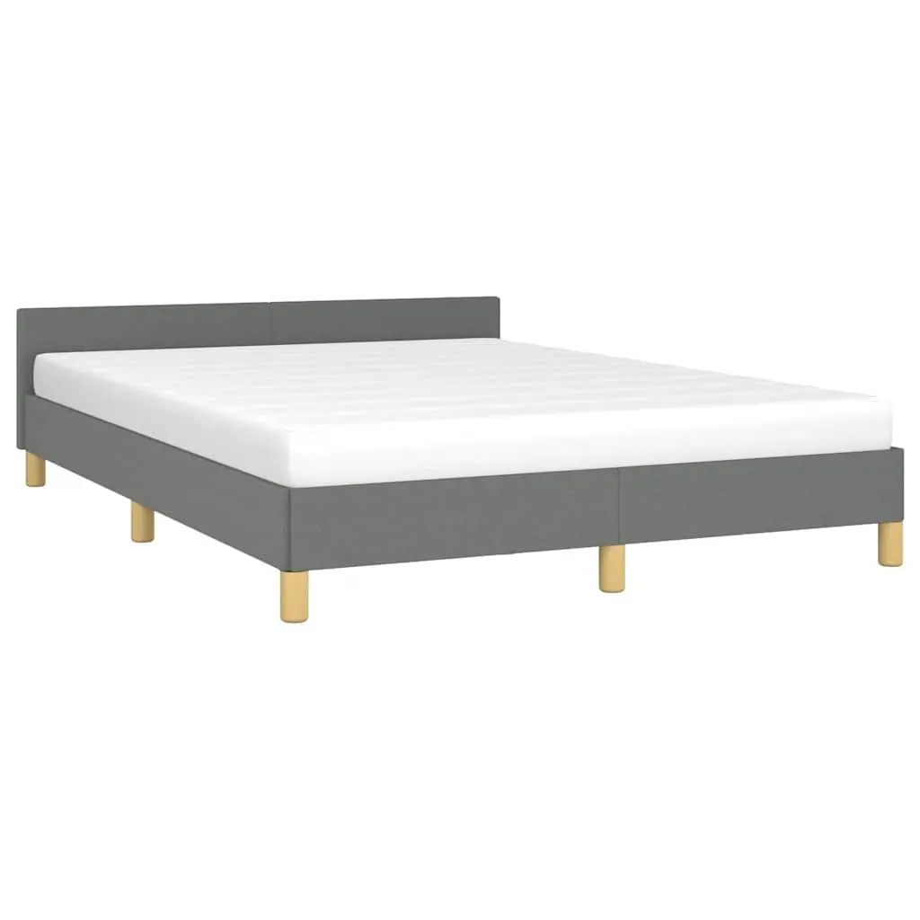 Double Bed Frame Grey Fabric Double Headboard Plywood Slats
