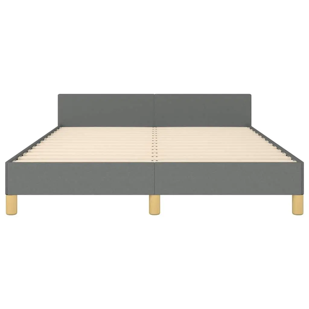 Double Bed Frame Grey Fabric Double Headboard Plywood Slats