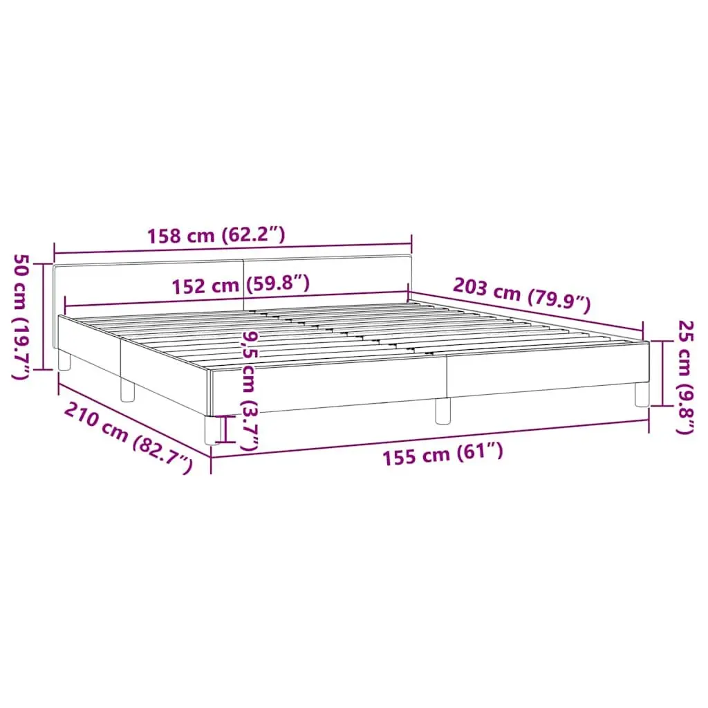 Queen Bed Frame Black Fabric Upholstery with Headboard Slat Support