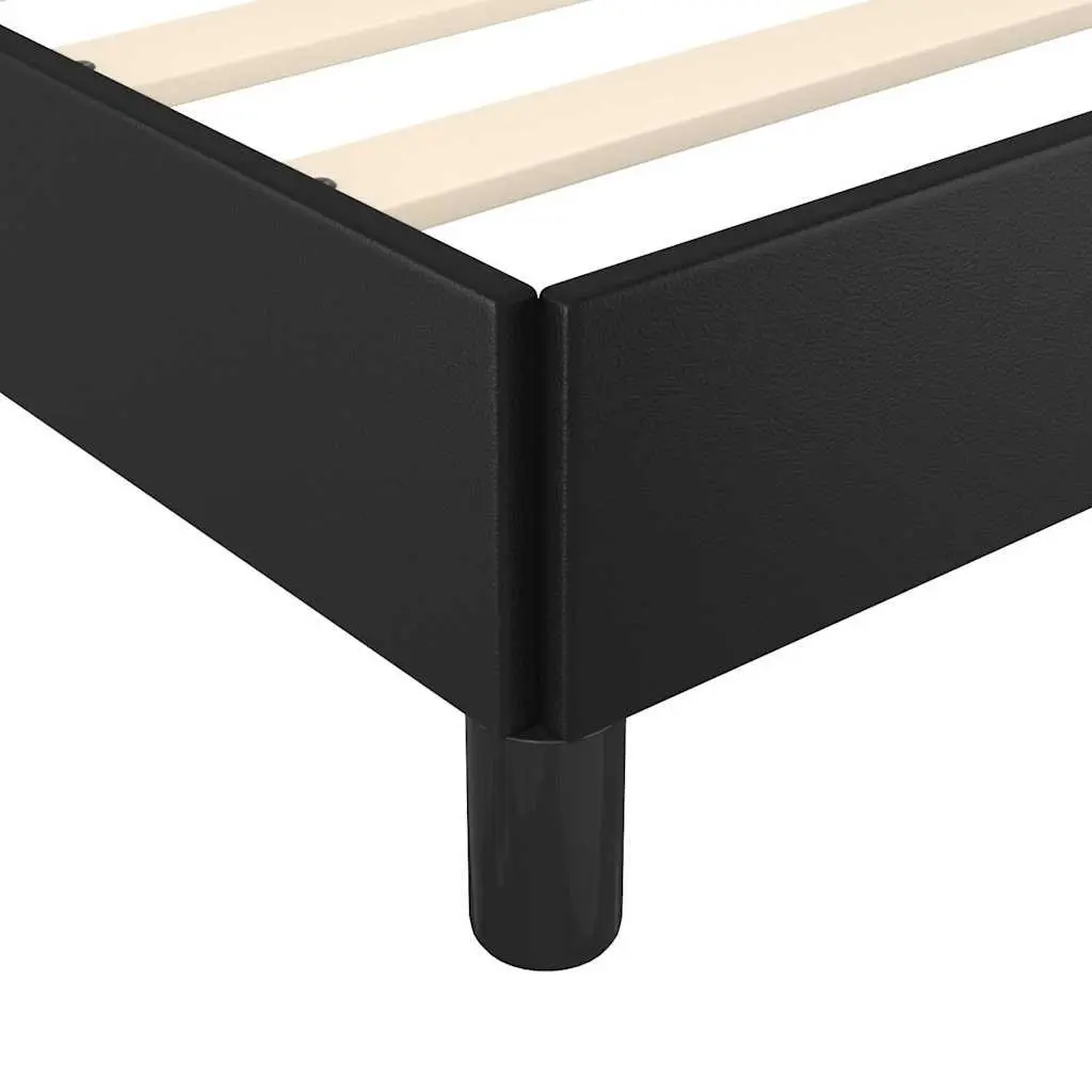 Queen Bed Frame Black Faux Leather Upholstered with Headboard Sturdy Leg Support