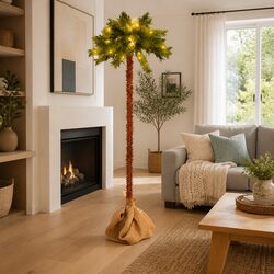 Artificial Christmas Tree LED 150cm Green Tropical Decor Indoor Holiday Seasonal