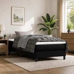 Pocket Spring Bed Mattress Medium Firmness Black Faux Leather 90x190x20cm