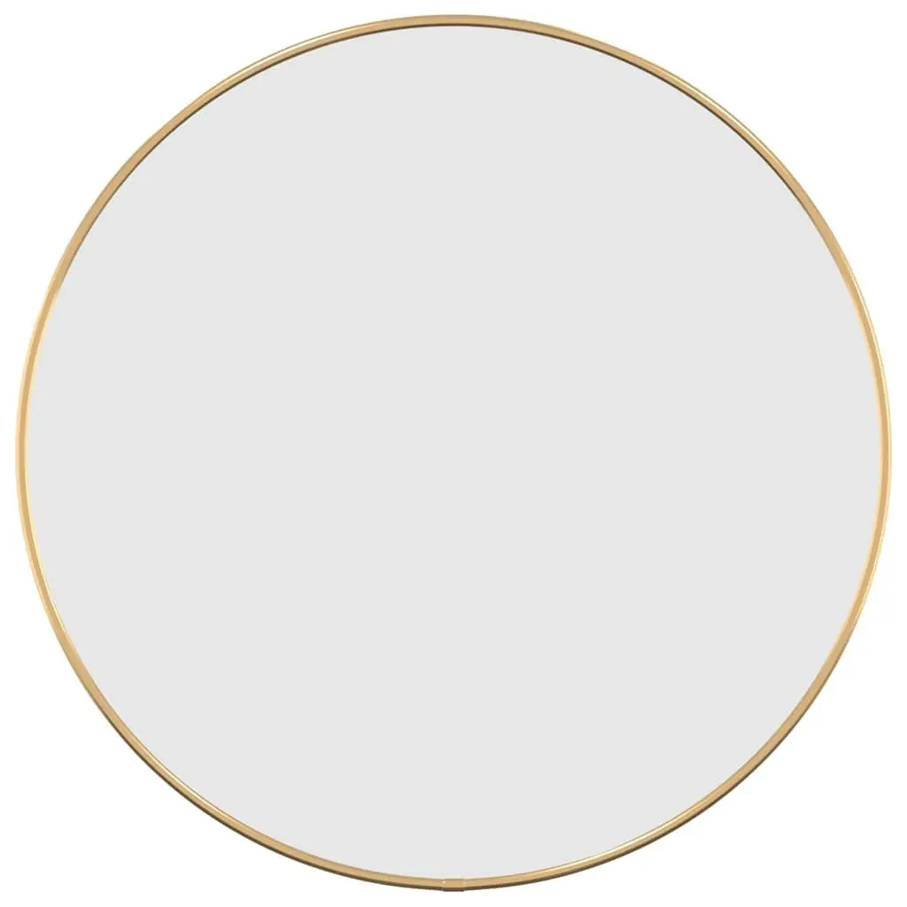Round Wall Mirror Gold Ø 50 cm Glass PVC Frame Wall-mounted Home Decor