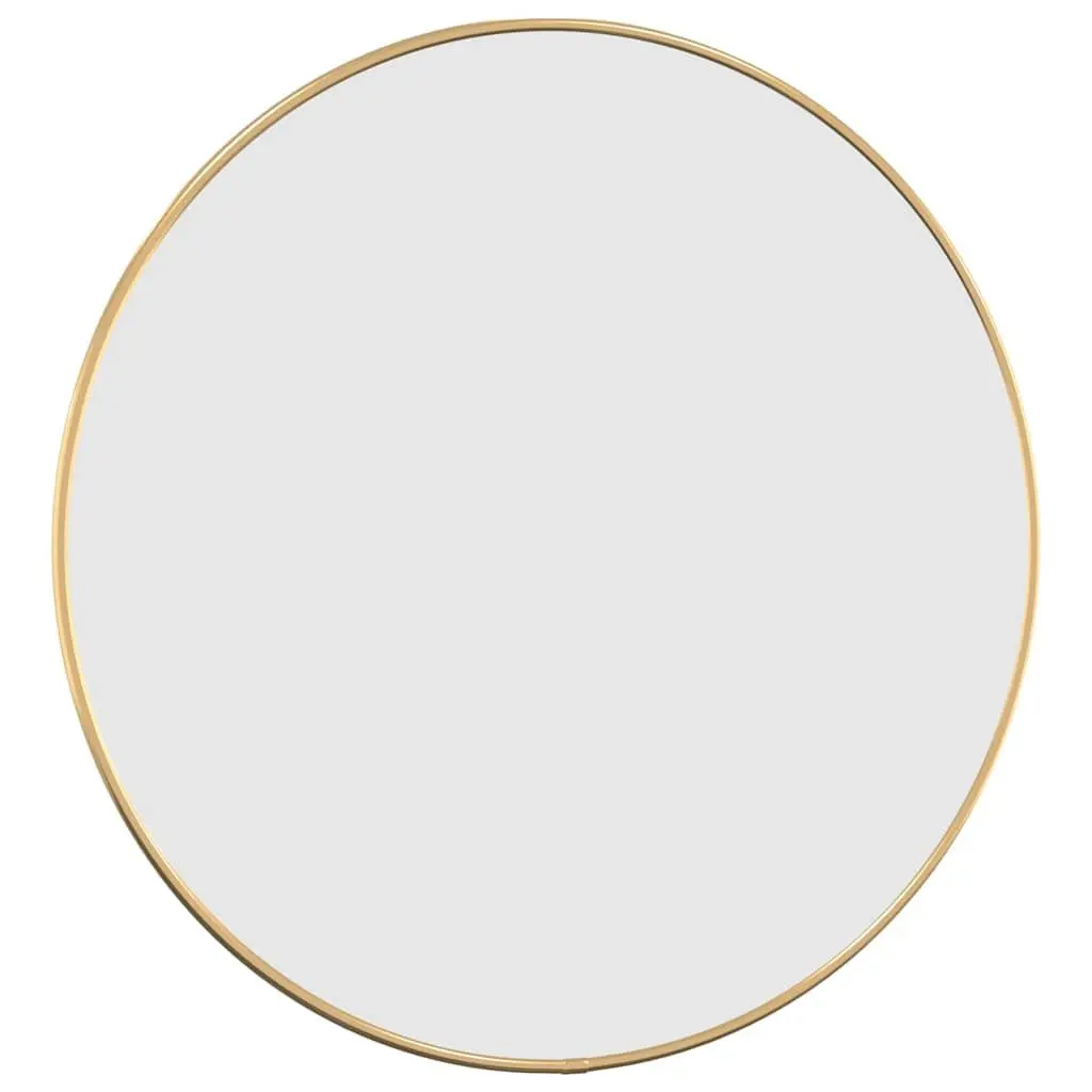 Round Wall Mirror Gold Ø 50 cm Glass PVC Frame Wall-mounted Home Decor