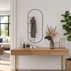 Compact Black Oval Wall Mirror with Sturdy Frame