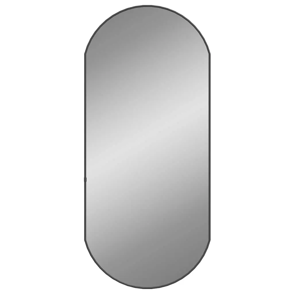 Wall Mirror Black 90x40 cm Oval Glass PVC Frame Vanity Bathroom Bedroom Home