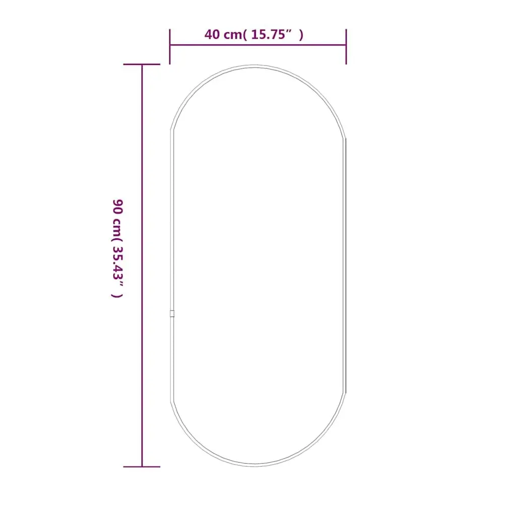 Wall Mirror Black 90x40 cm Oval Glass PVC Frame Vanity Bathroom Bedroom Home