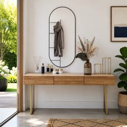 Concise Black Oval Wall Mirror 100x45 cm – Quality Assured