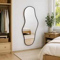Concise Black Wall Mirror 90x40 cm in PVC Frame