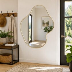 Gold Wall Mirror 60x50 cm - Minimalist Charm