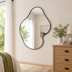Compact Black Wall Mirror 50x40 cm, Perfect for Spaces