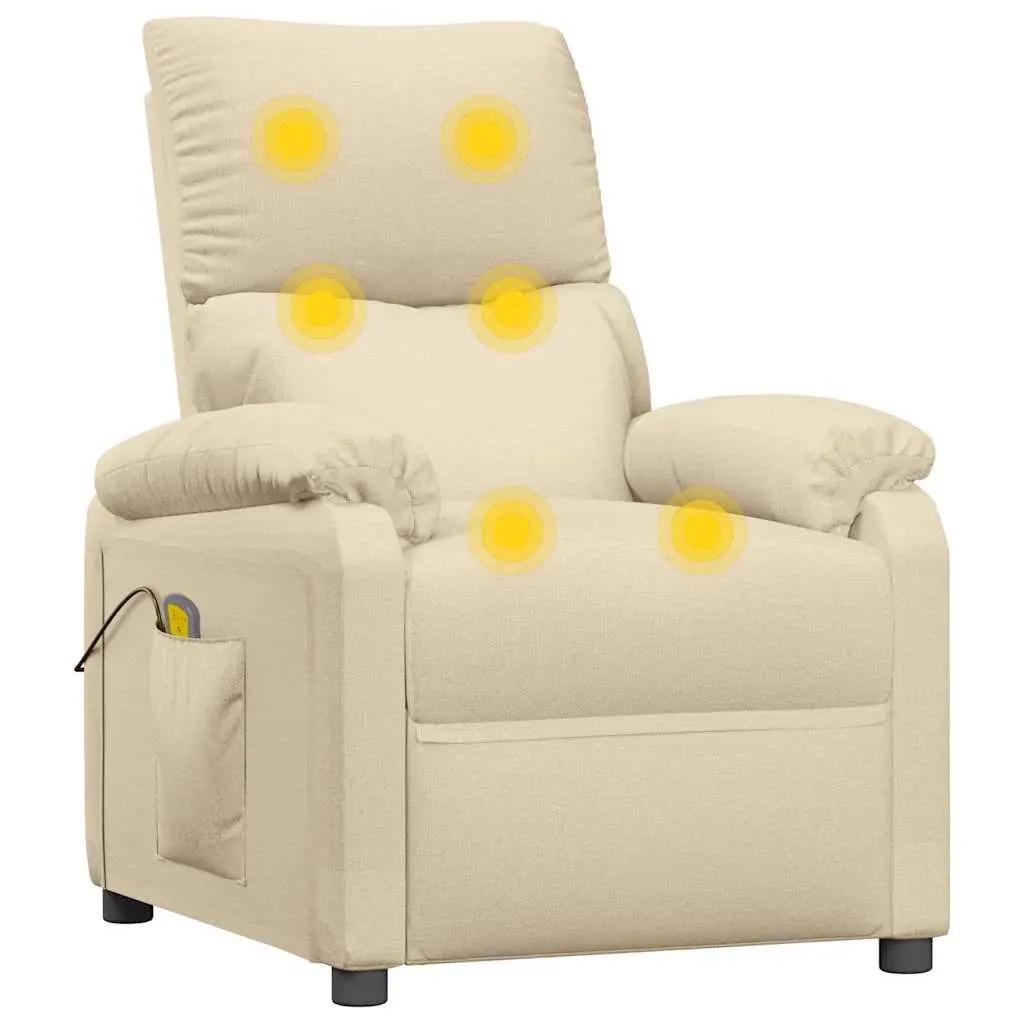 Electric Massage Chair Cream Fabric 3 Positions 6 Massage Points