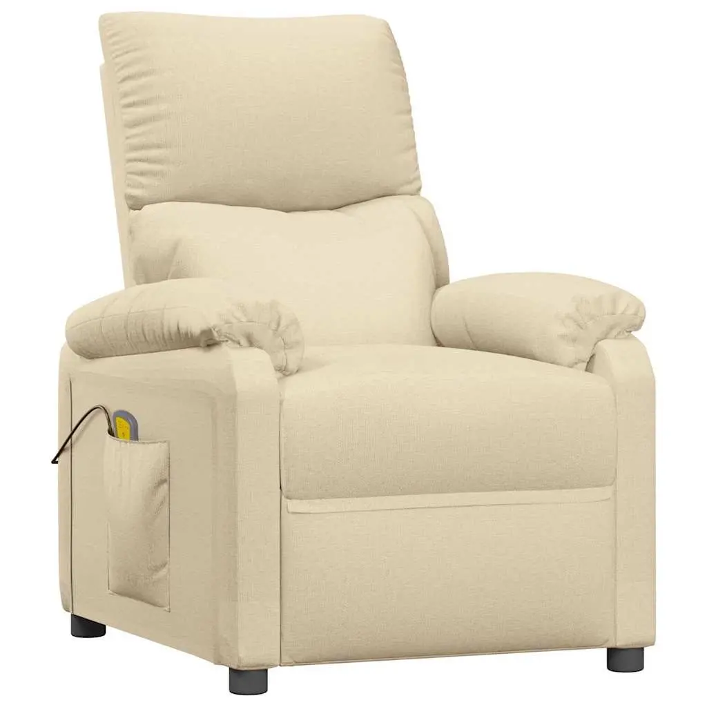 Electric Massage Chair Cream Fabric 3 Positions 6 Massage Points