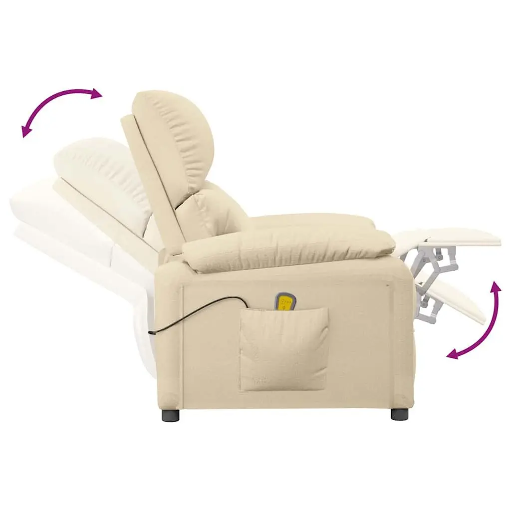 Electric Massage Chair Cream Fabric 3 Positions 6 Massage Points