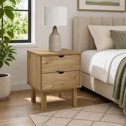 Pine Wood Nightstand with Spacious Drawers 45x39x57cm