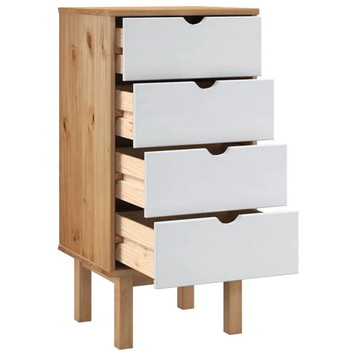 Drawer Cabinet Brown White 45x39x90cm Solid Pine Wood 4 Drawer