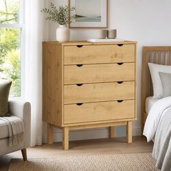 Drawer Cabinet OTTA 4 Drawer Chest Solid Pine Wood Storage Cabinet